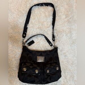 COACH POPPY Black Shoulder Bag w/ Crossbody Strap & Front Pockets